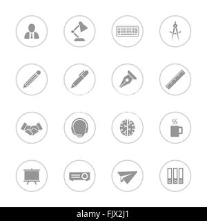 [JPEG] icon set 8 plats gris avec châssis circulaire pour le web design, l'interface utilisateur (IU), l'infographie et de l'application mobile (apps) Banque D'Images