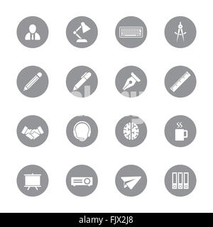 [JPEG] icon set 8 plats gris sur Circle pour la conception web, l'interface utilisateur (IU), l'infographie et de l'application mobile (apps) Banque D'Images