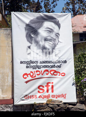 Che Guevara affiche pour le gouvernement communiste au Kerala Inde Banque D'Images