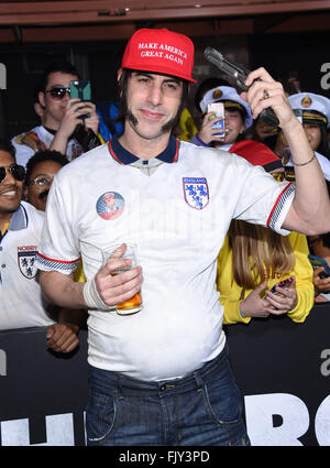 Westwood, Californie, USA. 3e Mar, 2016. L'arrivée de Sacha Baron Cohen pour la première du film 'Les Frères Grimsby' au Village Théâtre. Credit : Lisa O'Connor/ZUMA/Alamy Fil Live News Banque D'Images