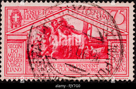 Les vieux timbres de l'Italien Kngdom Banque D'Images