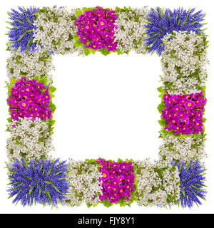 Cadre photo Pâques fabriqués à partir de sources premières fleurs. Collage abstrait isolé Banque D'Images