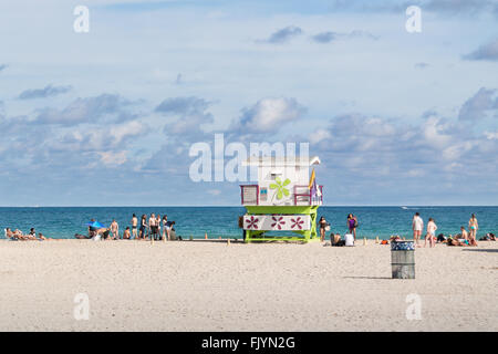 Station de garde la vie de South Beach de Miami Beach, Floride, USA Banque D'Images