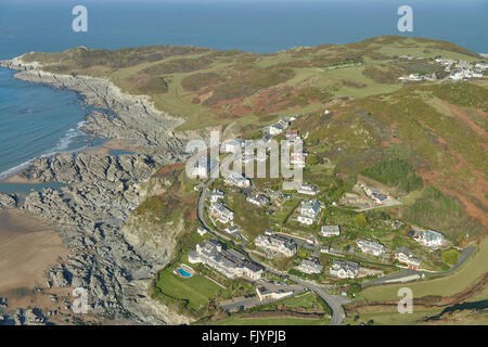 Une vue aérienne de la station balnéaire de North Devon Woolacombe Banque D'Images