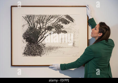 Londres, Royaume-Uni. 4 mars 2016. Sur la photo : Kilham à Rudston, 2008, de David Hockney. Christie's King Street dévoilent les œuvres pour la soirée vente aux enchères 'c'est notre monde' le 10 mars 2016. L'argent recueilli aidera le grand tirage, un enseignement des arts de la charité et le Jupiter Artland Foundation. Crédit : Images éclatantes/Alamy Live News Banque D'Images