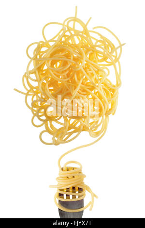 Tourbillons de spaghetti cuit avec la fourchette Banque D'Images