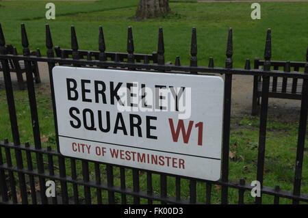 Berkeley Square Street London W1 Angleterre signe Banque D'Images