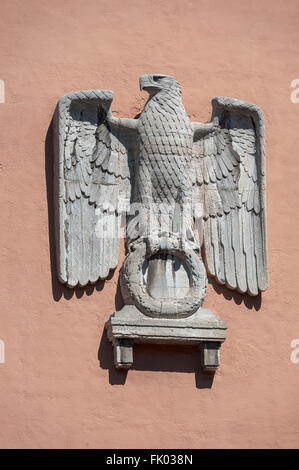 Reichsadler, aigle impérial, soulagement, Oberfinanzdirektion, construit en 1941 dans le parti nazi NSDAP district, Munich, Haute-Bavière Banque D'Images