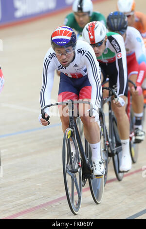 Lee Valley Velo Centre, London, UK. 4 mars, 2016. Lee Valley Velo Centre, London UK. 08Th Mar, 2016. Championnats du Monde sur Piste UCI Mens Ominum zéro. Mark CAVENDISH (GBR) © Plus Sport Action/Alamy Live News Crédit : Action Plus de Sports/Alamy Live News Banque D'Images