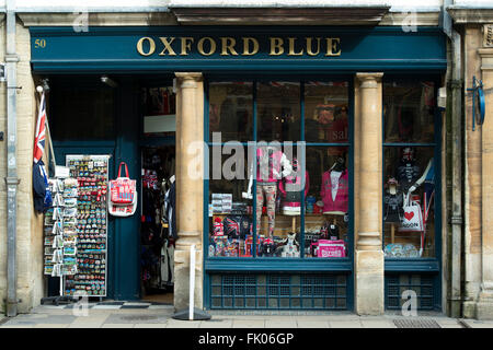 Boutique Bleu Oxford. High Street, Oxford, Angleterre Banque D'Images