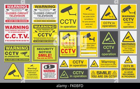 Signes de CCTV Illustration de Vecteur