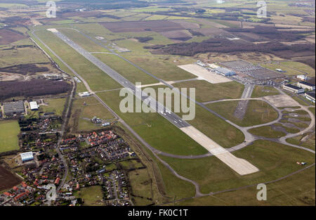 Vue aérienne de l'Aéroport Robin Hood Doncaster Sheffield, anciennement RAF Finningley, UK Banque D'Images