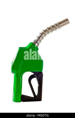 Ravitaillement essence verte à partir de la buse de la pompe à carburant Banque D'Images