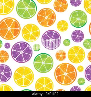 Tranches de fruits juteux sur blanc, motif transparent Illustration de Vecteur