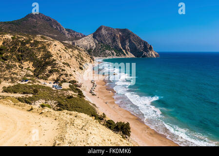 Cavo Paradiso plage vue d'en haut dans l'île de Kos, Grèce Banque D'Images