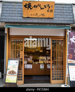 Une boutique japonaise traditionnelle dans Yanaka Ginza, Tokyo. Banque D'Images