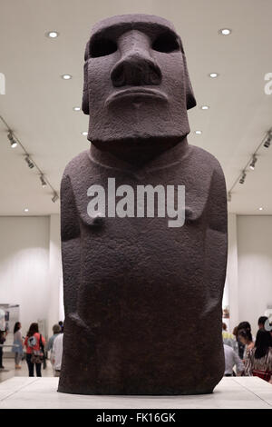 British Museum statue Moai de l'île de Pâques à Londres Banque D'Images