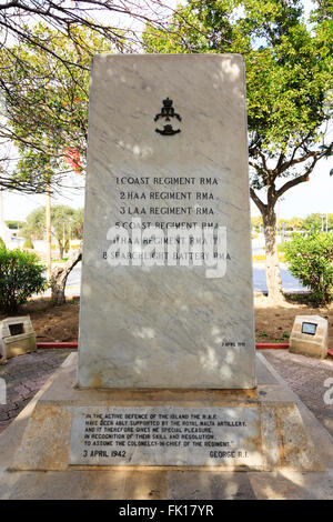 Mémorial de la guerre de l'Artillerie royale Malte, La Valette, Malte Banque D'Images