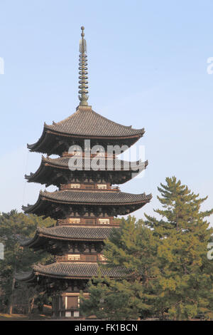 Le Japon, Nara, pagode à cinq étages, Banque D'Images