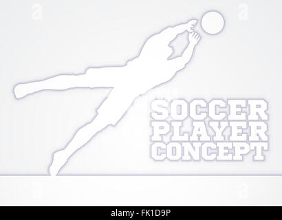 Une illustration stylisée d'un joueur de football soccer silhouette en gardien de but de l'enregistrement d'un objectif sous-catching the ball Banque D'Images