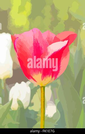 Vector illustration de printemps fleur, tulipe sur fond vert Illustration de Vecteur