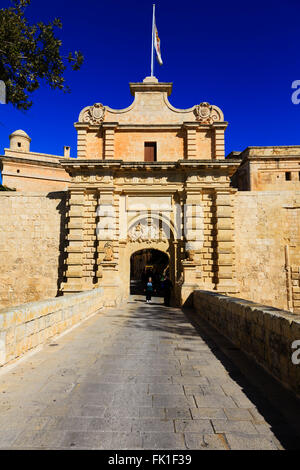 Mdina porte principale. Banque D'Images