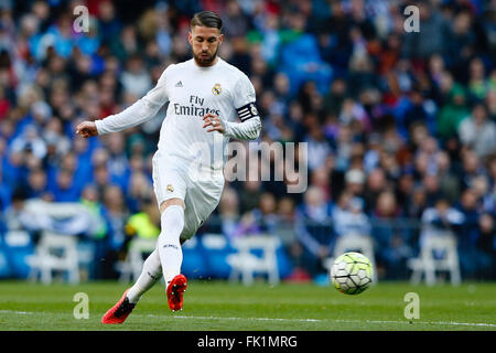 Madrid, Espagne. Le 05 Mar, 2016. Sergio Ramos Garcia (4) Real Madrid. La Liga entre le Real Madrid contre Celta de Vigo au Santiago Bernabeu à Madrid, Espagne Credit : Action Plus Sport/Alamy Live News Banque D'Images