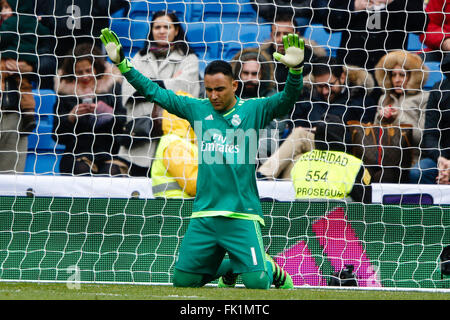 Madrid, Espagne. Le 05 Mar, 2016. Keylor Navas Gamboa (1) Real Madrid. La Liga entre le Real Madrid contre Celta de Vigo au Santiago Bernabeu à Madrid, Espagne Credit : Action Plus Sport/Alamy Live News Banque D'Images