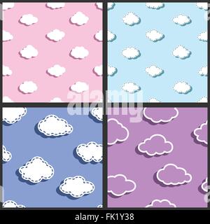 Ciel textile, tissu, motif nuages. Illustration de Vecteur