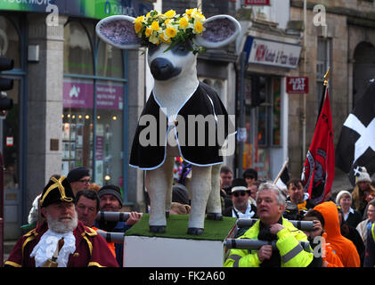 Redruth, Cornwall, UK. Le 05 Mar, 2016. Célébration de la journée de St Piran Cornwall Redruth (Sat). Le saint patron de la Cornouailles est honoré avec des défilés à villes comté. Credit : Dorset Media Service/Alamy Live News Banque D'Images