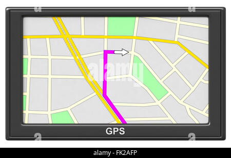 Le rendu 3D de l'appareil de navigation GPS isolé sur fond blanc Banque D'Images