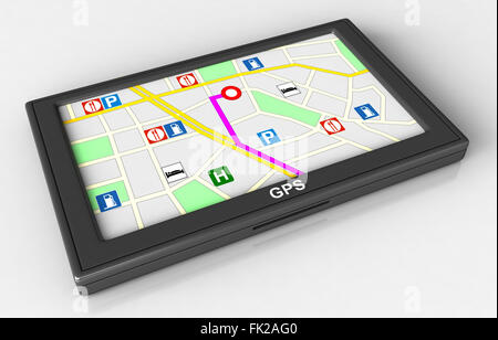Le rendu 3D de l'appareil de navigation GPS sur fond blanc Banque D'Images