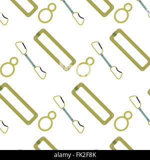 Motif corde escalade descendeur et quickdraw. Modèle de sécurité sans faille, l'alpinisme, l'escalade sans fin de modèle sp équipement Banque D'Images