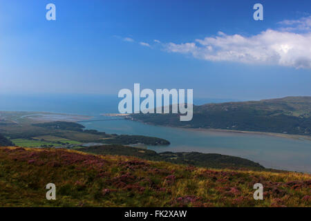 Vue sur Lac de Barmouth et Cregennen Bryn Brith Gwynedd au Pays de Galles Banque D'Images