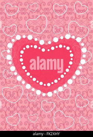 Happy valentines day cartes avec des ornements, cœurs Illustration de Vecteur