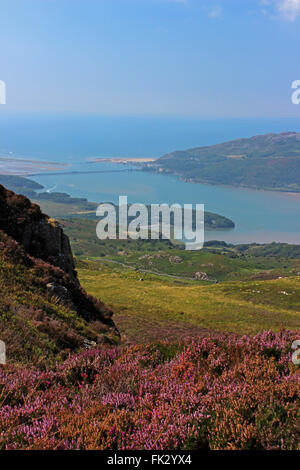 Vue sur Lac de Barmouth et Cregennen Bryn Brith Gwynedd au Pays de Galles Banque D'Images