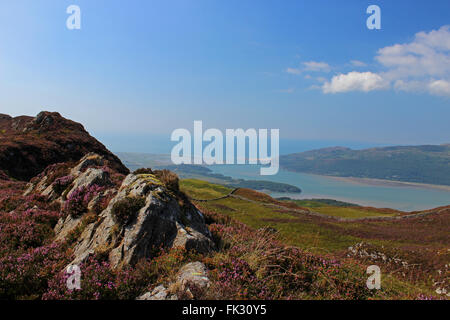 Vue sur Lac de Barmouth et Cregennen Bryn Brith Gwynedd au Pays de Galles Banque D'Images