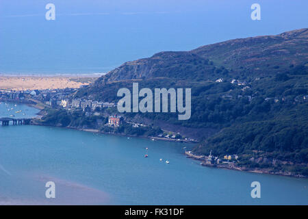 Vue vers le lac de Barmouth et Cregennen Bryn Brith Gwynedd au Pays de Galles Banque D'Images