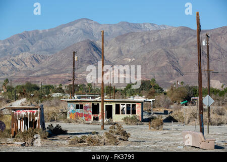 Maison abandonnée, Salton Sea Beach, en Californie. USA Banque D'Images