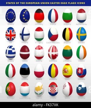 Oeufs de Pâques ensemble avec les drapeaux de l'UE Illustration de Vecteur