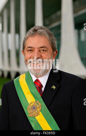 Le Président brésilien Luiz Ignacio Lula da Silva portrait officiel le 5 janvier 2007 à Brasilia, Brésil. Banque D'Images