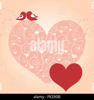 Résumé rouge coeur rose inséparable valentine Greeting card Illustration de Vecteur