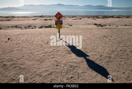 Rivage recule à Salton Sea State Recreation Area sur le lac Salton, California USA Banque D'Images