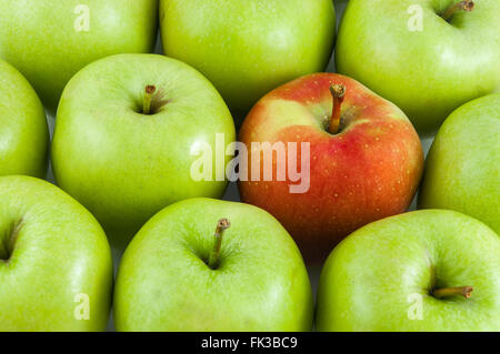 Libre d'une pomme rouge entre la pomme verte Banque D'Images