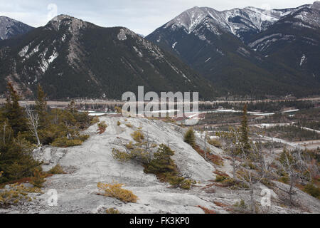 Sur un sentier haute au-dessus de la route 1A près de Exshaw (Alberta) Banque D'Images