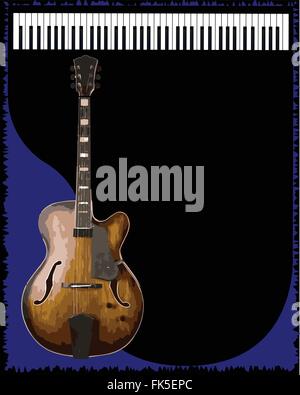 Une guitare et piano style blues pour arrière-plan une affiche Illustration de Vecteur