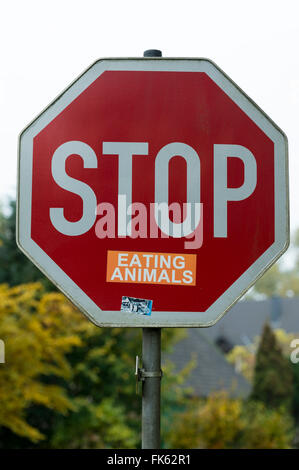 Arrêter de manger les animaux Road Sign Banque D'Images