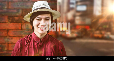 Libre de Hipster avec un chapeau de paille Banque D'Images