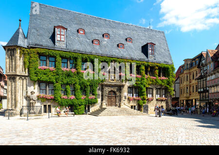 L'hôtel de ville, Quedlinburg, UNESCO World Heritage Site, Harz, Saxe-Anhalt, Allemagne, Europe Banque D'Images