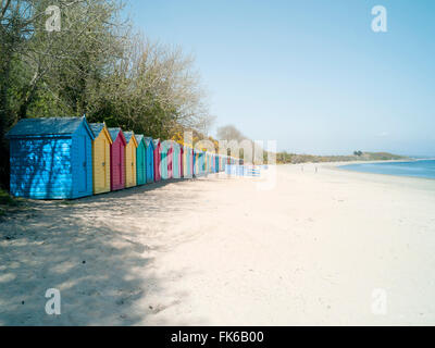 Cabines de plage à Holkham Nature Reserve près de Wells-next-the-Sea, Norfolk, Angleterre, Royaume-Uni, Europe Banque D'Images